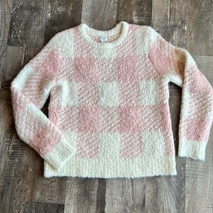 J CREW Factory Boucle Buffalo Check Plaid Sweater Size M